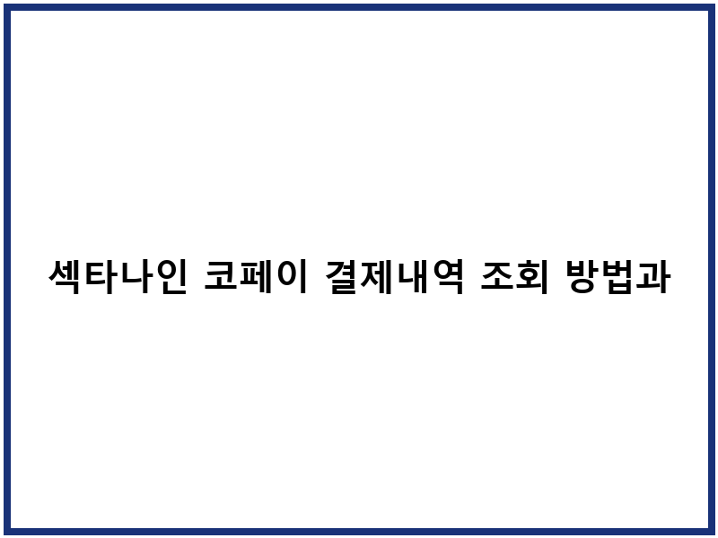섹타나인 코페이 결제내역 조회 방법과 확인 절차