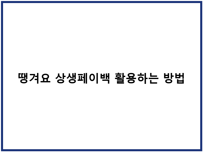 땡겨요 상생페이백 활용하는 방법