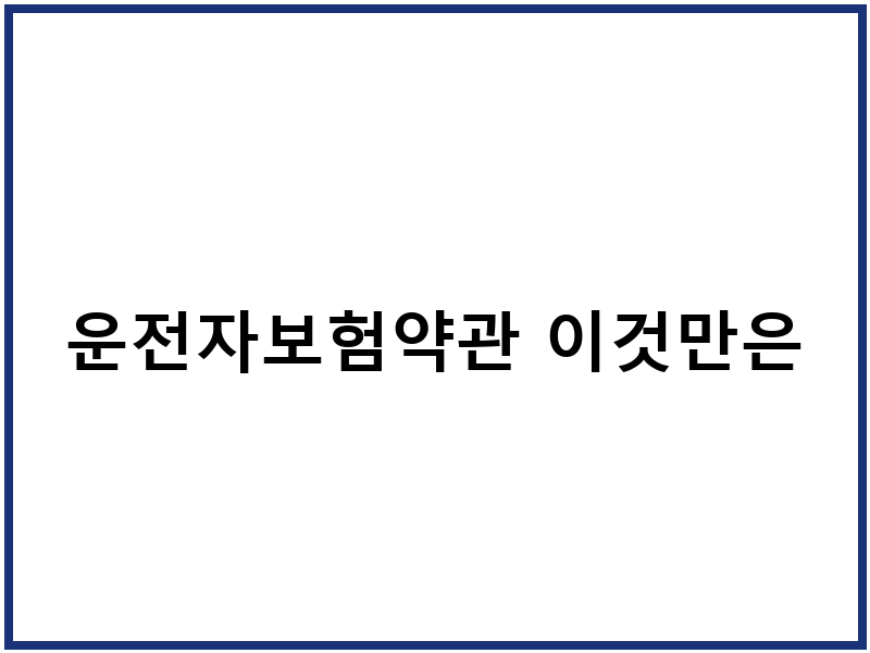 운전자보험약관 이것만은