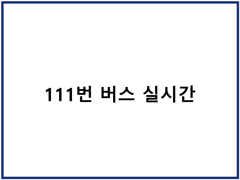 111번 버스 실시간