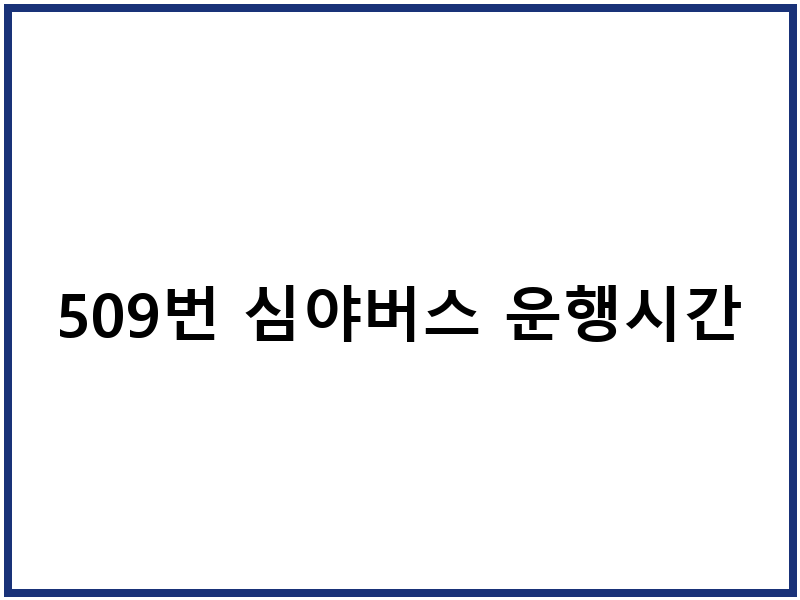 509번 심야버스 운행시간