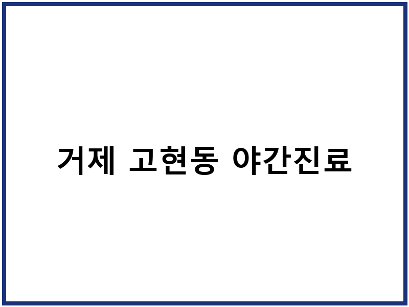 거제 고현동 야간진료